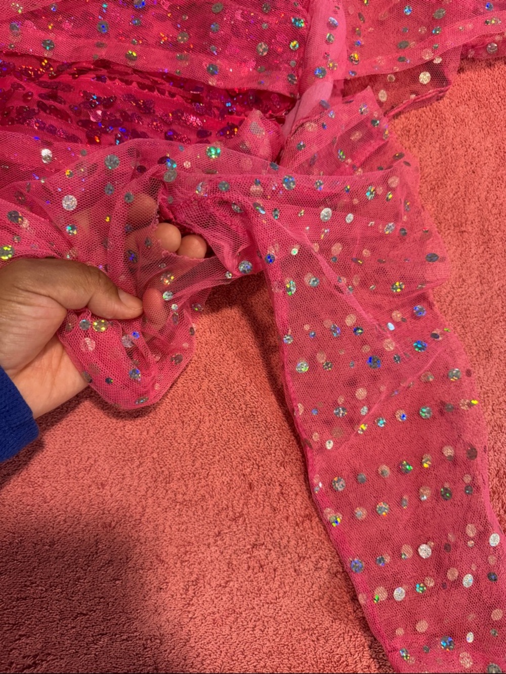 Girls' Sparkling Hot Pink Sequin Tulle Dress - Picture 5 of 16